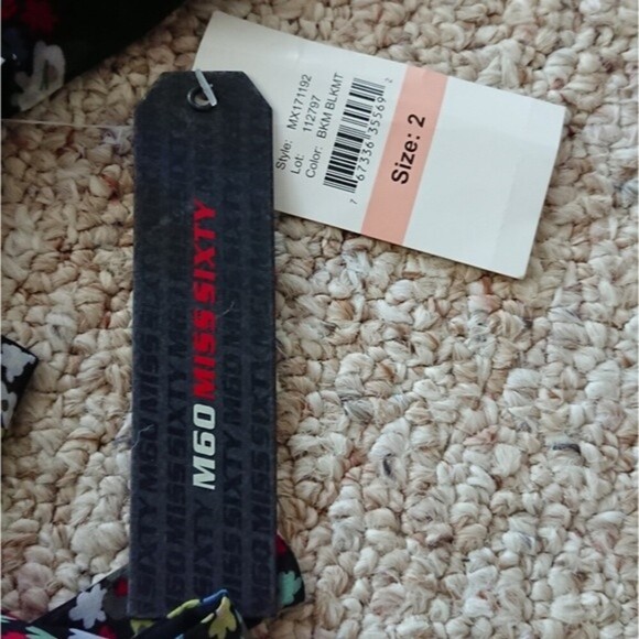 MISS SIXTY flirty ruffled short puff sleeves multicolor floral dress Size 2  - Picture 5 of 12